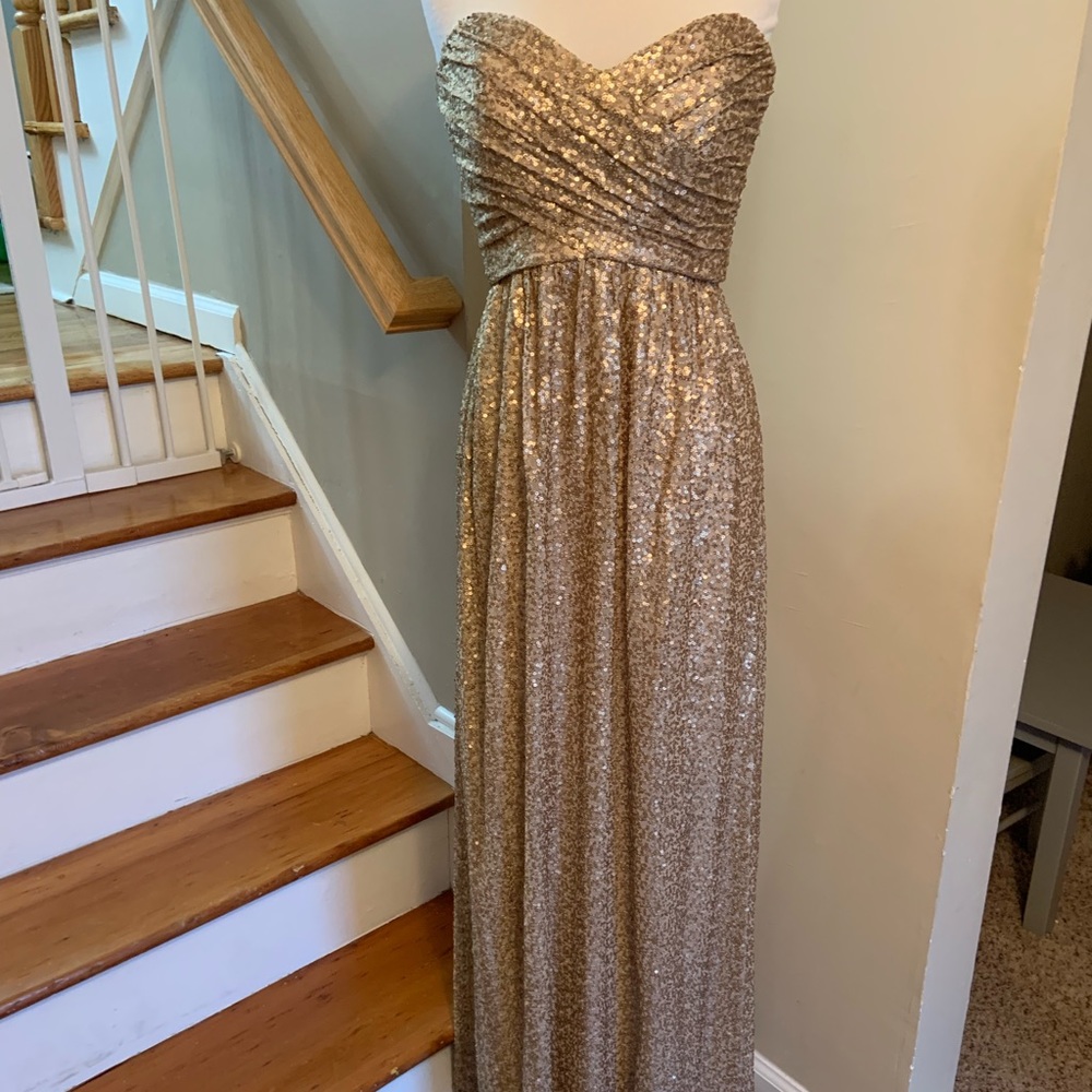 Amsale Gold Strapless Dress